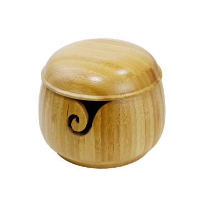 China China Bamboo Yarn Bowl with Lid Bamboo Yarn Holder for Knitting and Crochet Yarn Bowl for sale