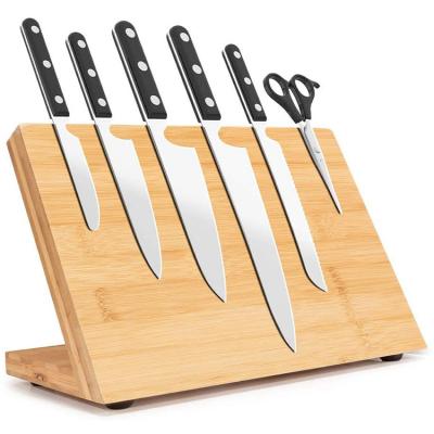 China Sustainable Wholesale Double Sided Bamboo Magnetic Knife Block Holder For Kitchen Use for sale