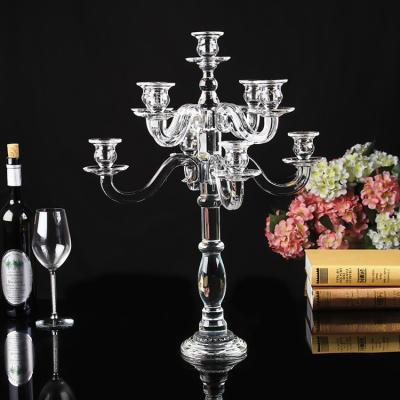 China Morden Glass Wedding Centerpieces 9 A.M. Candelabra Wedding Decoration for sale