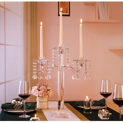 China Cheap Tall Wedding Glass Candlestick Morden Tubes Candelabra Table Top Decoration Centerpieces 3 A.M. Crystal Candle Holder On Sale for sale