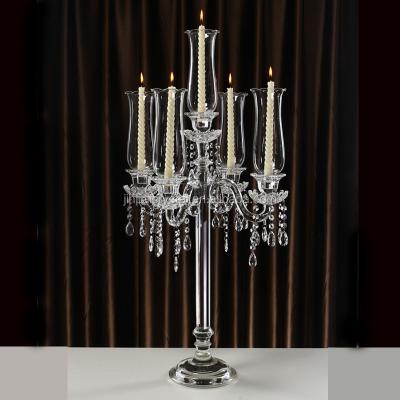 China Europen New Design Hot Sale 5 Arm Sconce Gold Crystal For Wedding Centerpieces for sale