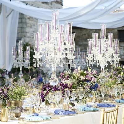 China Europe Hurricane Crystal Candelabra Wedding Centerpieces 9am Crystal Candle Holder For Event For Wedding Table for sale