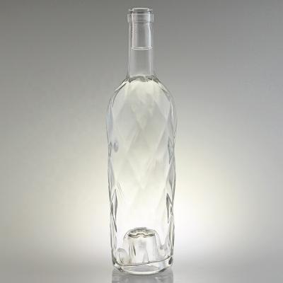 China New Model Beverage 750ml Unique Shaped Glass Spirits Bottles With Raised Bottom for sale