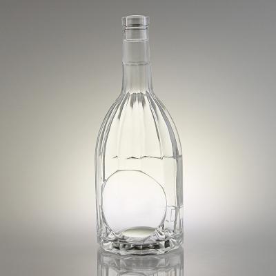 China Vodka Spirits Special Formed 250ml 500ml 750ml Spirits Glass Bottles With Cork Stopper for sale