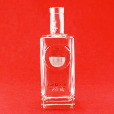 China 2021 Vodka Top Trend Customized Debossed Logo Gin Bottle Square Glass Bottle For Whiskey for sale