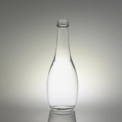 China Juice Wholesale High Flint Clear Juice Bottle Big Bell Long Neck Screw Top Glass Bottle for sale