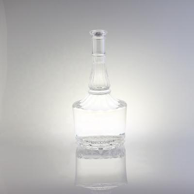 China Vodka Customized Shaped Long Neck Glass Vodka Bottles 750ml Glass Bottle For Gin Rum for sale