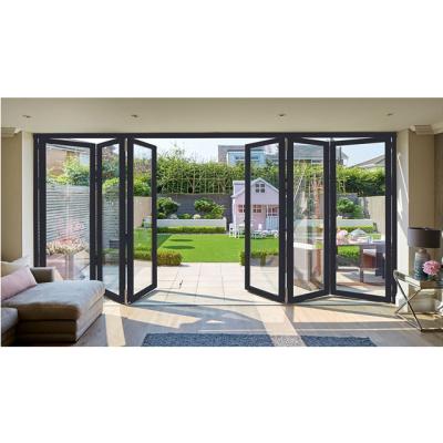 China Modern Standard AS2047 Aluminum Alloy Impact Resistance Metal Accordion Bi-folding Doors With Screens for sale