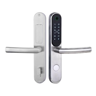 China 250 Fingerprint Door Lock Security Door Lock Smart Keyless Indoor Wooden Door Handle Lock (Fingerprint and Code Card Together) HUNE Bluetooth for sale