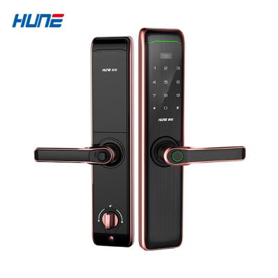 China 209 App Modern Smart Biometric Door Lock Fingerprint Lock HUNE WiFi Waterproof App Handle Keyless Digital Lock for sale