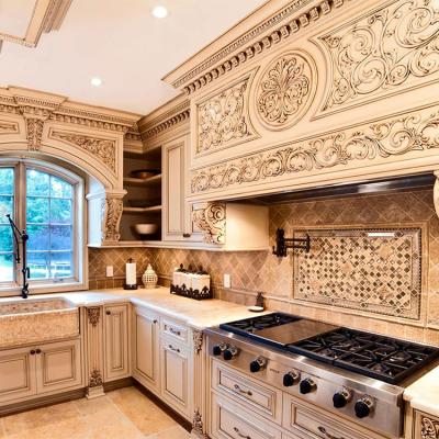 China Environmental Friendly Victorian Solid Wood Luxury China Kitchen Furniture For Apartment Project for sale