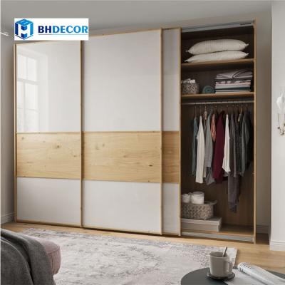 China High Quality Environment Friendly Bedroom Furniture Simple Designs Modern Sliding Door Wardrobe With Measurement for sale