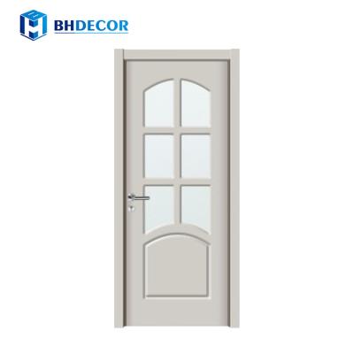 China Sound Insulation Kerala Price Bathroom Kitchen Design Standard Curtain PVC Plastic Door With Art Glass for sale