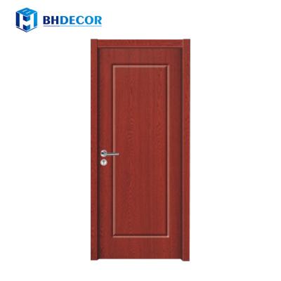 China Sound Insulation Kenya Low Price Guaranteed Quality Grooving Design Aluminum Red PVC Panel Door In Chennai for sale