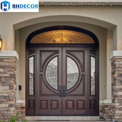 China Sound Insulation Home House Front Entry Door With Right Outdoor Sidelight Residential Large Apartment Building Italian Oversized Double Arch Only for sale