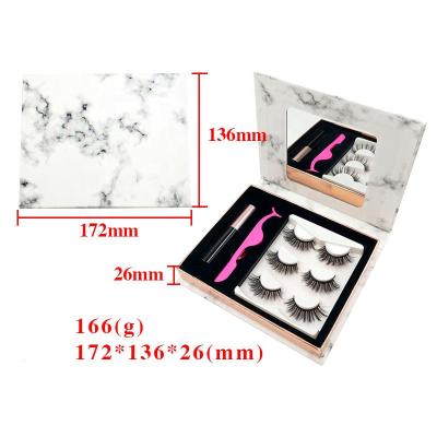 China Factory Wholesale Natural Three Pairs 5 Magnetic 5D False Eyelashes With Magnetic Eyeliner Set for sale