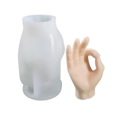 China Creative OK Victory Finger Silicone Mold 3D Finger Gesture Viable Candle Mold for Candle Making for sale