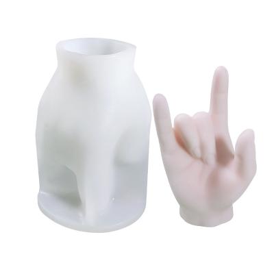 China Sustainable Home Decorations Ornaments Three Dimensional Hand Silicon Mold 3D Silicone Gesture Candle Molds for sale