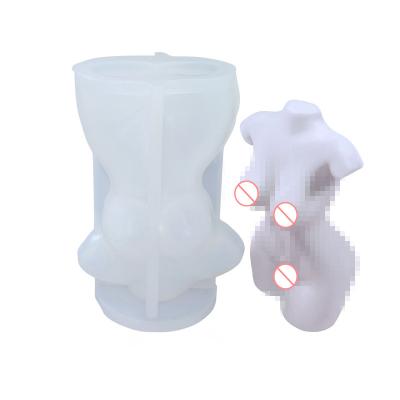 China 3D Viable Custom Body Large Long Supplie Shaped Stick Twisted Knot Pillar Hand Making Body Silicone Candle Mold for sale