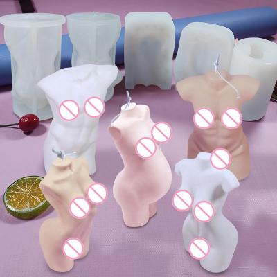 China Viable Resin Mini Body Candle Mold 3d sexy male female body shape torso silicone candle mold for sale