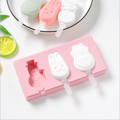 China Eco-Friendly 2Cavity DIY Ice Cream Mold Popsicle Mold, Easy Pop Silicone Ice Cream Molds Homemade Popsicle with Wooden Sticks for DIY Ice Cream for sale