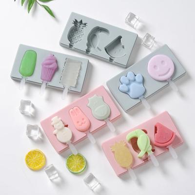 China Eco Friendly 4 Cavity Silicone Freezer Ice Cream Mold DIY Candy Making Tool Juice Popsicle Molds Children Pop Lolly Tray Ice Cube Maker/ for sale