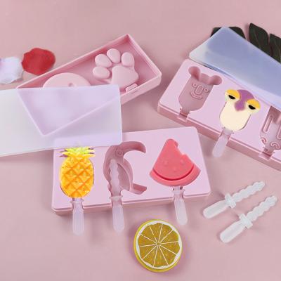 China Eco Friendly DIY 8 Cavities 3D Heart Shape Ice Cream Mold Homemade Silicone Popsicle Molds Reusable Soft Ice Cream Mold Mold For DIY Ice Cream Pops for sale