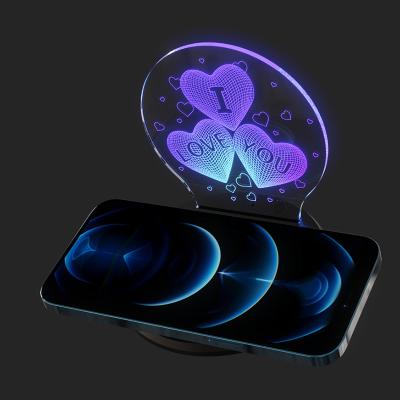 China Tablet Customized Pattern Cartoon Led Billboard Night Light And Wireless Charger Table Lamp for sale