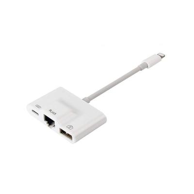 China For iPhone OEM Support 8 Pin Connector to Female Ethernet Adapter USB OTG Adapter for iPhone and iPad for sale