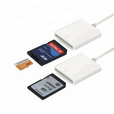 China For IOS 10.3 Above Version 2 in 1 OTG 8pin to SD TF Memory Card Reader for iPhone iPad Card Reader Adapter for sale