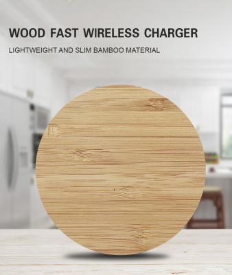 China Pad 15W Wireless Qi Charger Portable Fast Charging Wooden Wireless Bamboo Eco-Friendly for sale