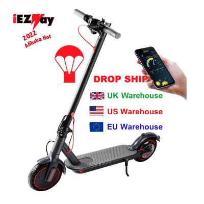 China New 2022 China factory unisex iEZway free drop shipping EU USA electric foldable scooter UK warehouse with 2 wheels for sale