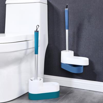 China 2021 Sustainable Lengthened Thickened Aluminum Alloy Rod Corner Toilet Brush Holder Set for sale