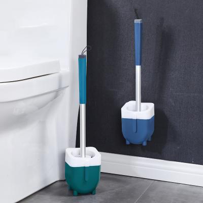 China Thickened Aluminum Alloy Lengthened Viable Rod Cleaner Toilet Brush Set with Holder for sale