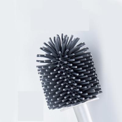 China Durable Silicone TPR Toilet Brush Holder Cleaner Punch Free Installation Thermoplastic Soft Head Set for sale