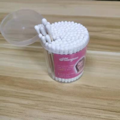 China Makeup ; Ear Cleansing White Bamboo Wooden Ear Remover New Plastic Lipstick Makeup Stick Box Cotton Swab Cleaning Buds for sale