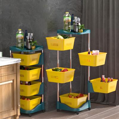 China New High Quality Rectangle Stocked Shape Modern Rotating Mobile Storage Rack Rack Kitchen Shelf for sale