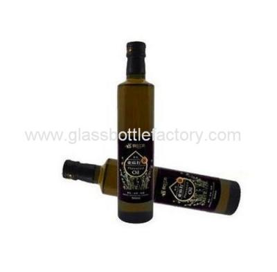 China 500ml Round Dark Green Olive Oil Glass Bottle for sale