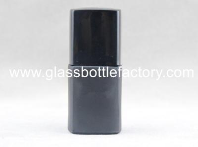 China 12ml Black Square Glass Nail Polish Bottle With Cap and Brush for sale