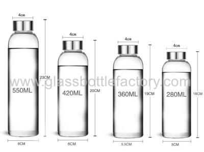 China 500ml Sport Clear Water Glass Bottle With Silver Cap(hot selling) for sale