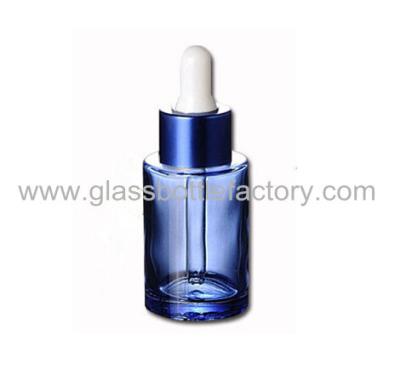 China 30ml Blue Glass Essence Bottle With Dropper for sale