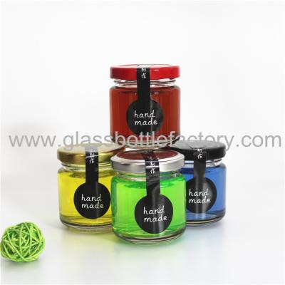 China 100ml Empty Clear Round Glass Jam Jar With Lid for sale