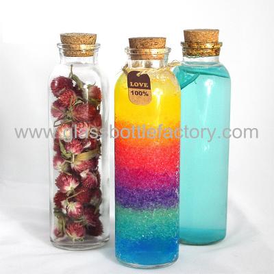 China 350ml Round Glass Juice Bottle With Cork for sale