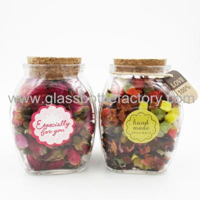 China 300ml Clear Glass Storage Jar with Wood Cork for sale