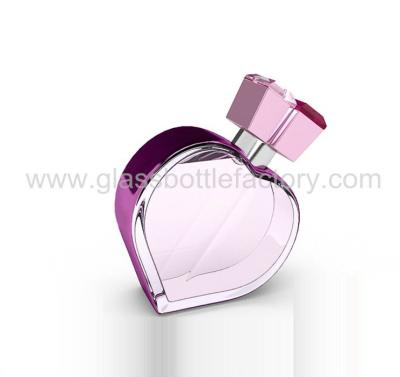 China 100ml Heart Clear Perfume Glass Bottle With Cap and Sprayer for sale