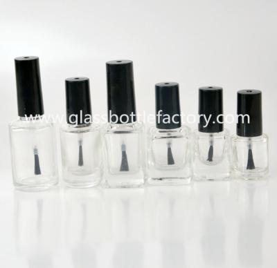 China 3ml,5ml,15ml,20ml Clear Square Glass Nail Polish Bottle With Black Cap and Brush for sale