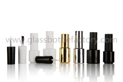 China Black Gold White Glass Nail Polish Bottle With Cap and Brush for sale