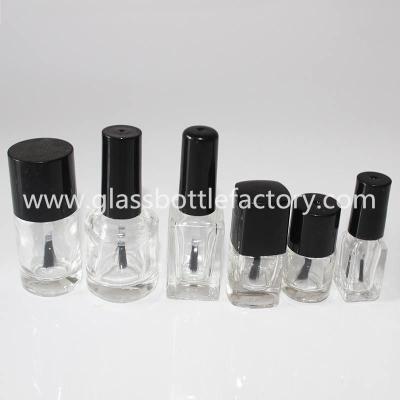 China 5ml,10ml,15ml Clear Glass Nail Polish Bottles With Black Cap And Brush for sale