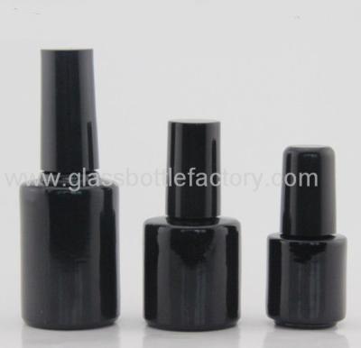 China 10ml Black Round Glass Nail Polish Bottles With Cap Abd Brush for sale