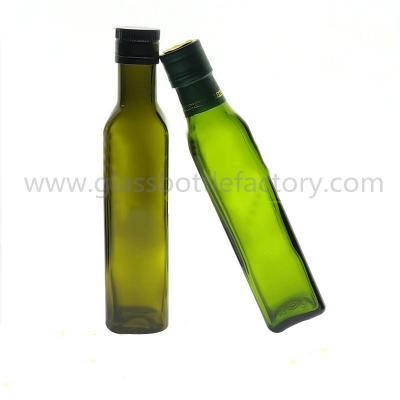 China 250ml MARASCA Dark Green Olive Oil Glass Bottles With Caps for sale